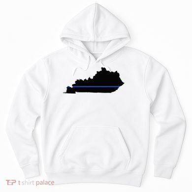 Kentucky State Map Police Law Enforcement Blue Line Hoodie