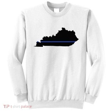 Kentucky State Map Police Law Enforcement Blue Line Sweatshirt