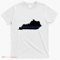 Kentucky State Map Police Law Enforcement Blue Line T-Shirt thumb 0