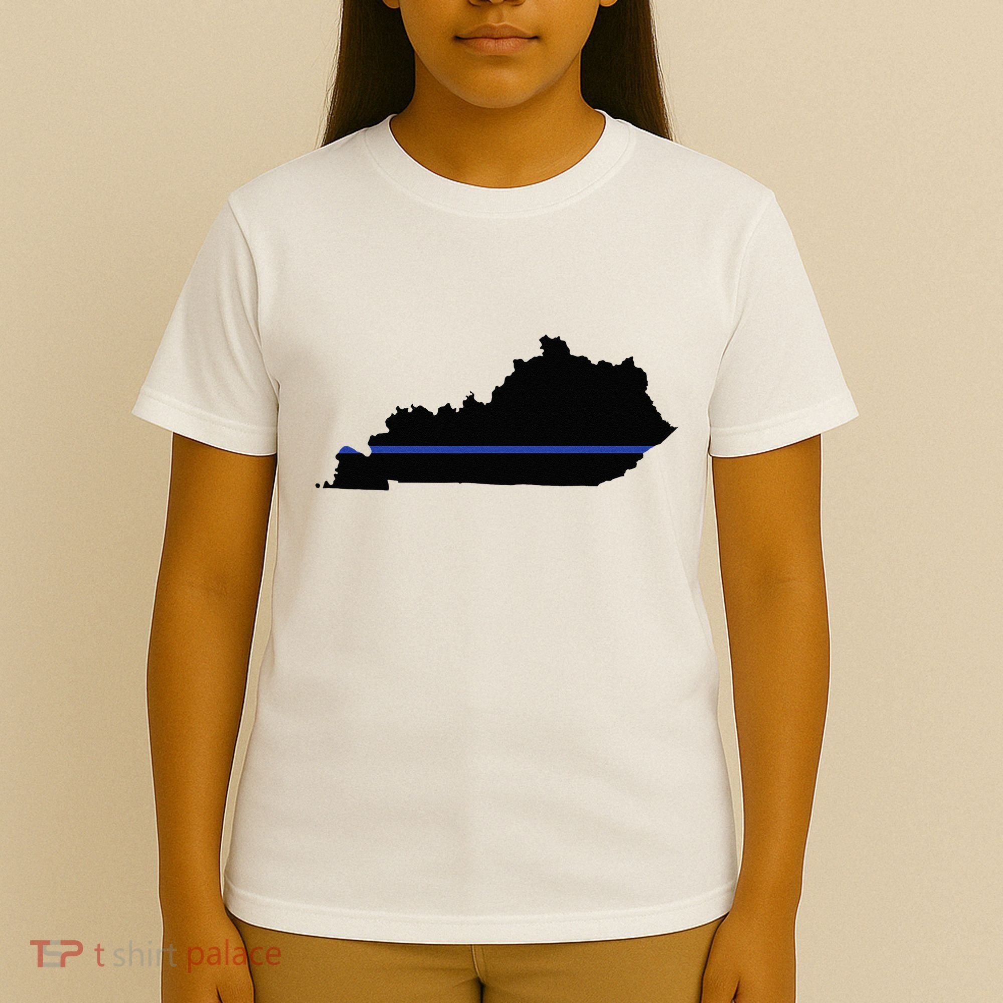 Kentucky State Map Police Law Enforcement Blue Line T-Shirt