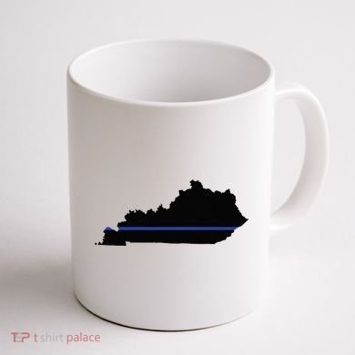 Kentucky State Map Police Law Enforcement Blue Line Coffee Mug back