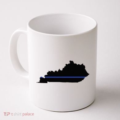 Kentucky State Map Police Law Enforcement Blue Line Coffee Mug