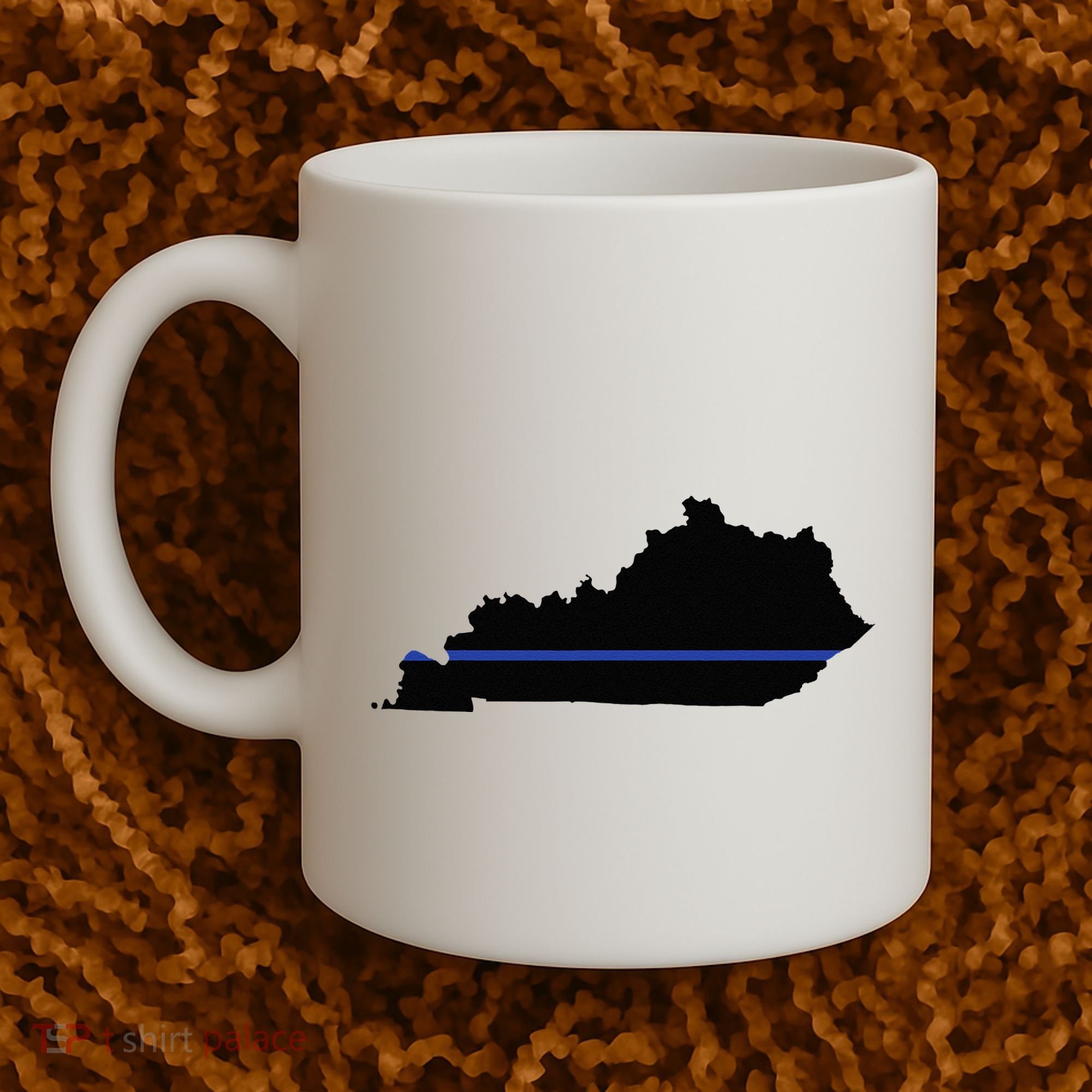 Kentucky State Map Police Law Enforcement Blue Line Coffee Mug