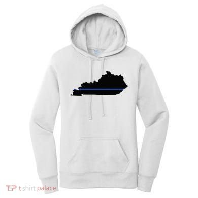 Kentucky State Map Police Law Enforcement Blue Line Women's Hoodie