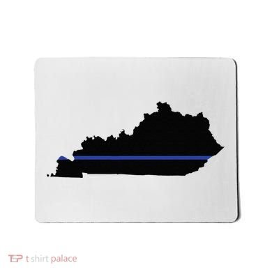 Kentucky State Map Police Law Enforcement Blue Line Mousepad