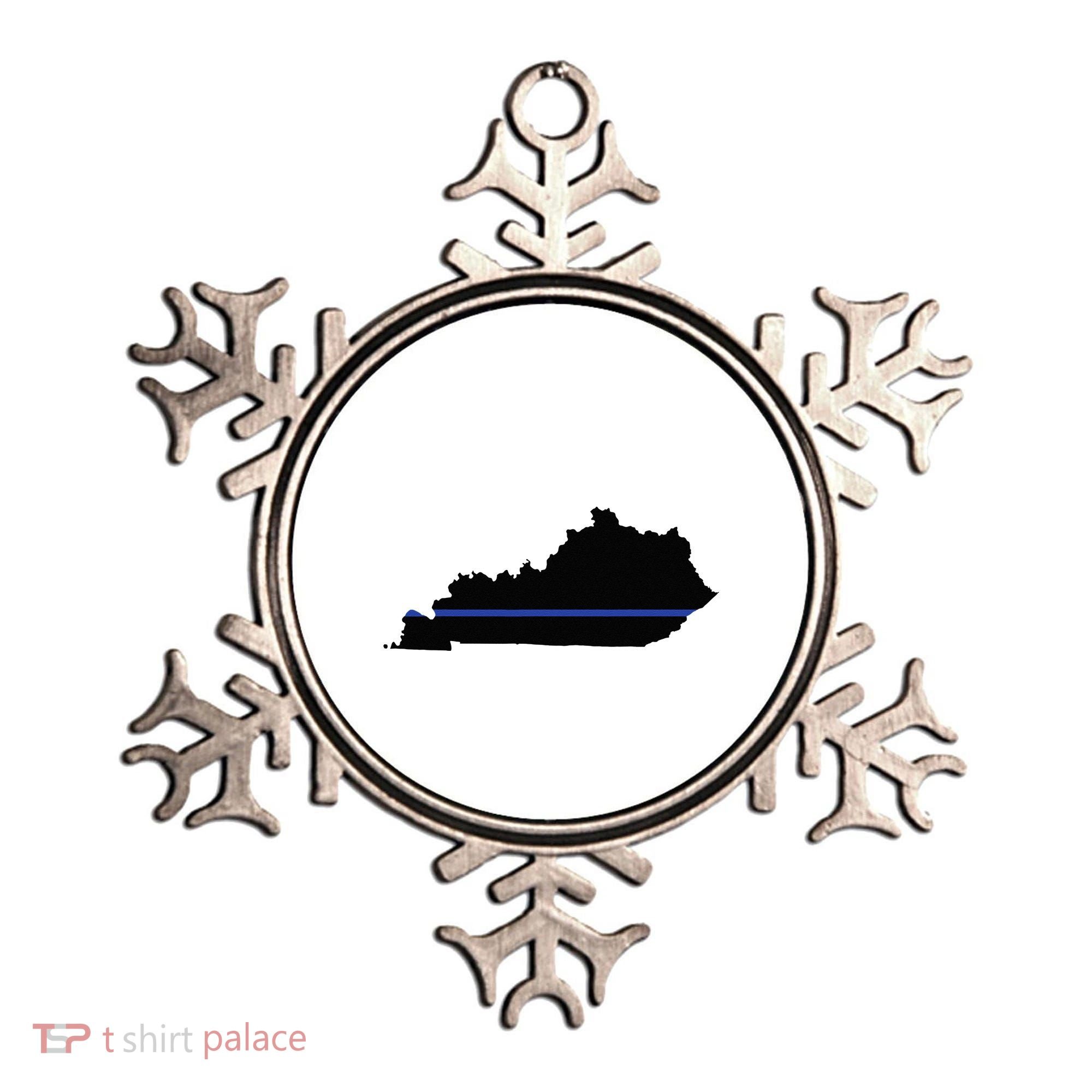 Kentucky State Map Police Law Enforcement Blue Line Ornament