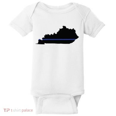 Kentucky State Map Police Law Enforcement Blue Line Baby Bodysuit