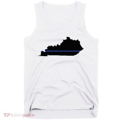 Kentucky State Map Police Law Enforcement Blue Line Tank Top