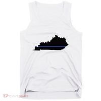 Kentucky State Map Police Law Enforcement Blue Line Tank Top thumb 0