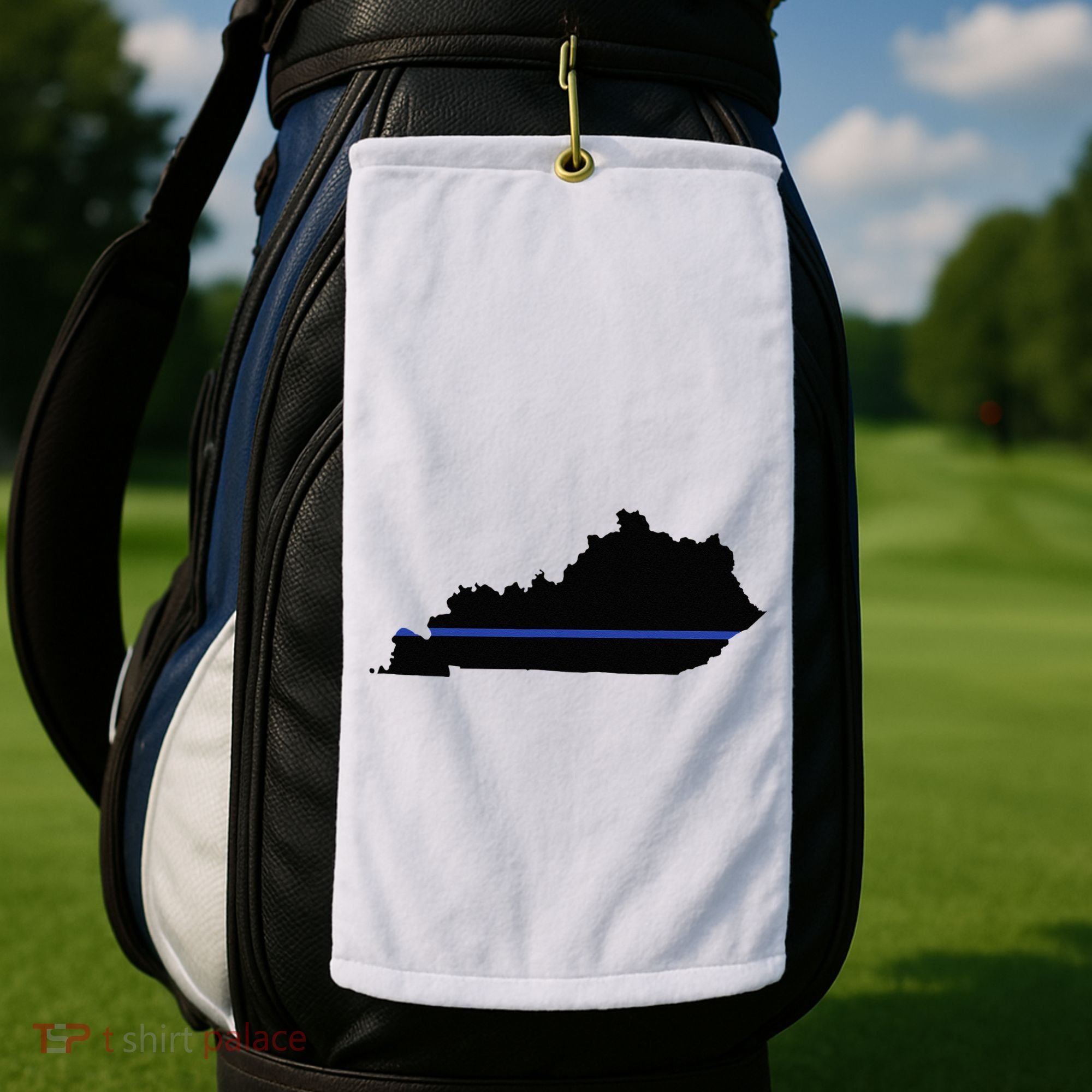 Kentucky State Map Police Law Enforcement Blue Line Golf Towel