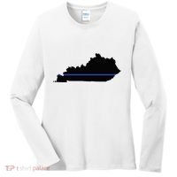 Kentucky State Map Police Law Enforcement Blue Line Women's Long Sleeve Shirt thumb 0