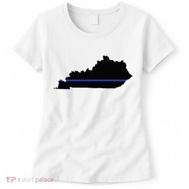 Kentucky State Map Police Law Enforcement Blue Line Women's T-Shirt