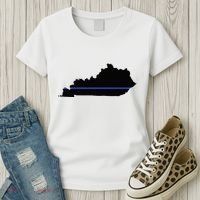 Kentucky State Map Police Law Enforcement Blue Line Women's T-Shirt thumb 3