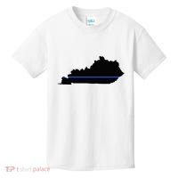 Kentucky State Map Police Law Enforcement Blue Line Kids T-Shirt thumb 0