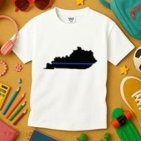 Kentucky State Map Police Law Enforcement Blue Line Kids T-Shirt thumb 3