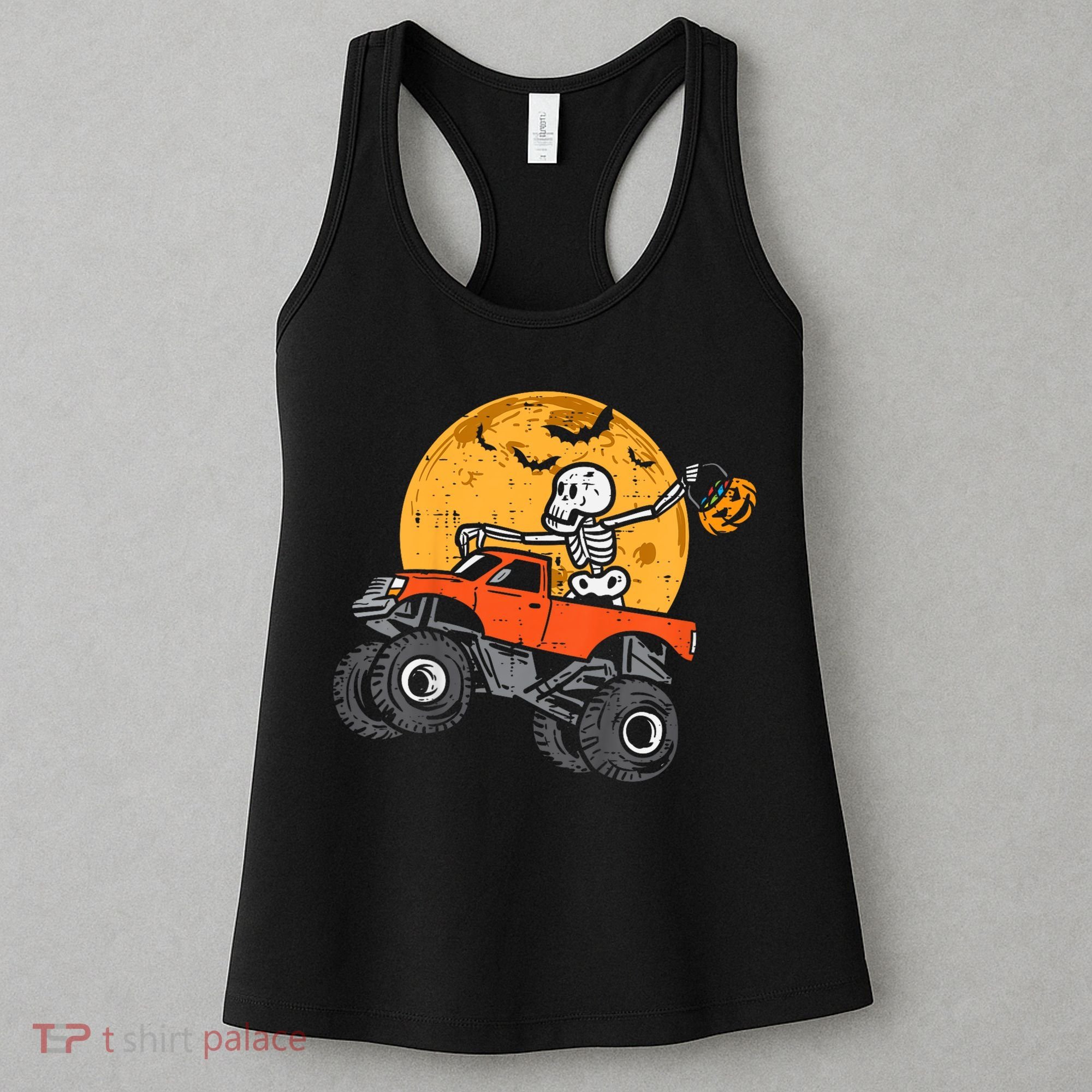 Kids Skeleton Monster Truck Moon Candy Toddler Boys Halloween Kid Women's Tank Top