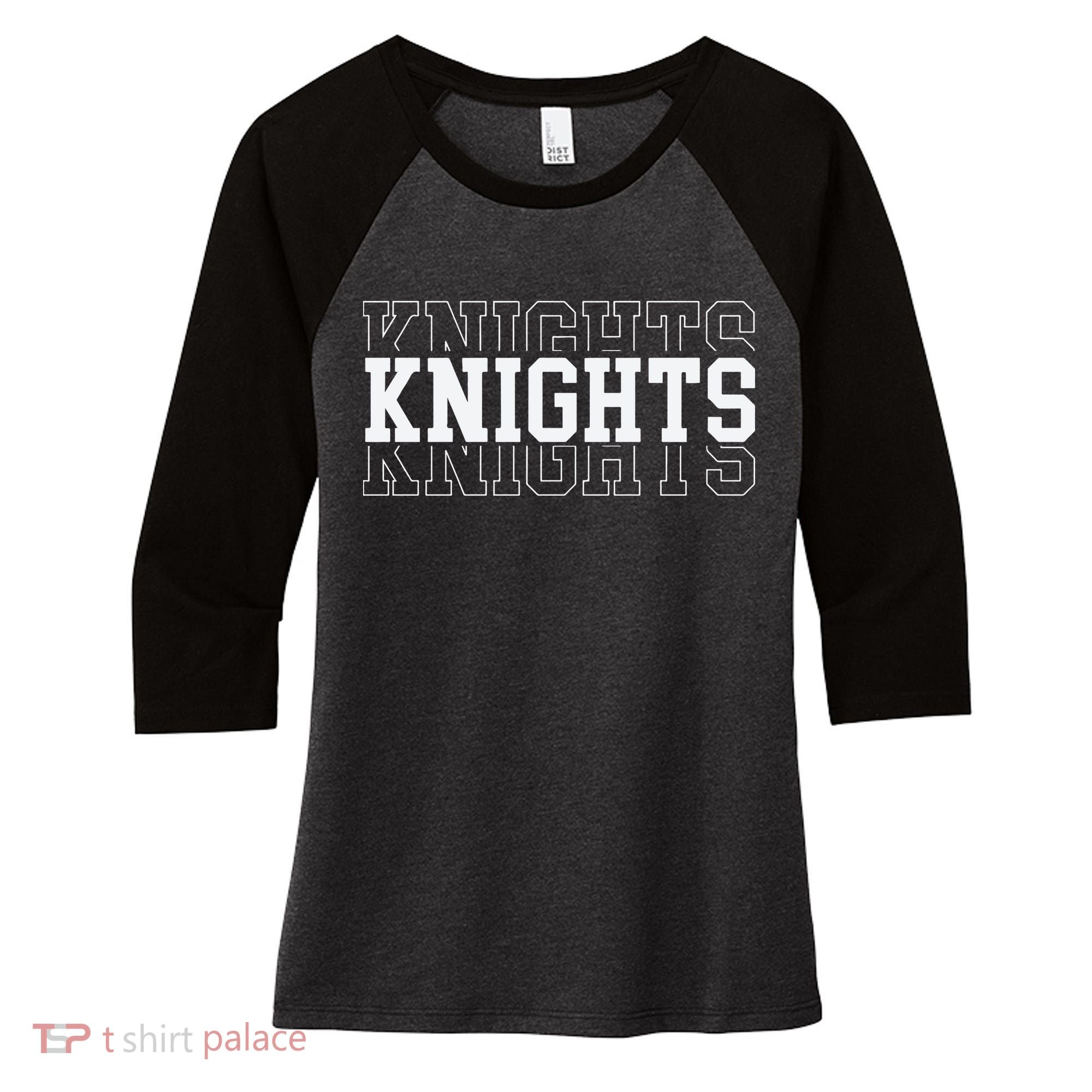 Knights School Mascot Women's Tri-Blend 3/4-Sleeve Raglan Shirt