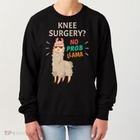 Knee Surgery No Probllama Knee Replacement Recovery Gift Women's Sweatshirt thumb 0