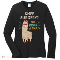 Knee Surgery No Probllama Knee Replacement Recovery Gift Women's Long Sleeve Shirt thumb 0