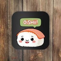 Kawaii Sushi Oishii! Cute Food Illustration Coaster thumb 0