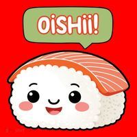 Kawaii Sushi Oishii! Cute Food Illustration Santa Hat thumb 1