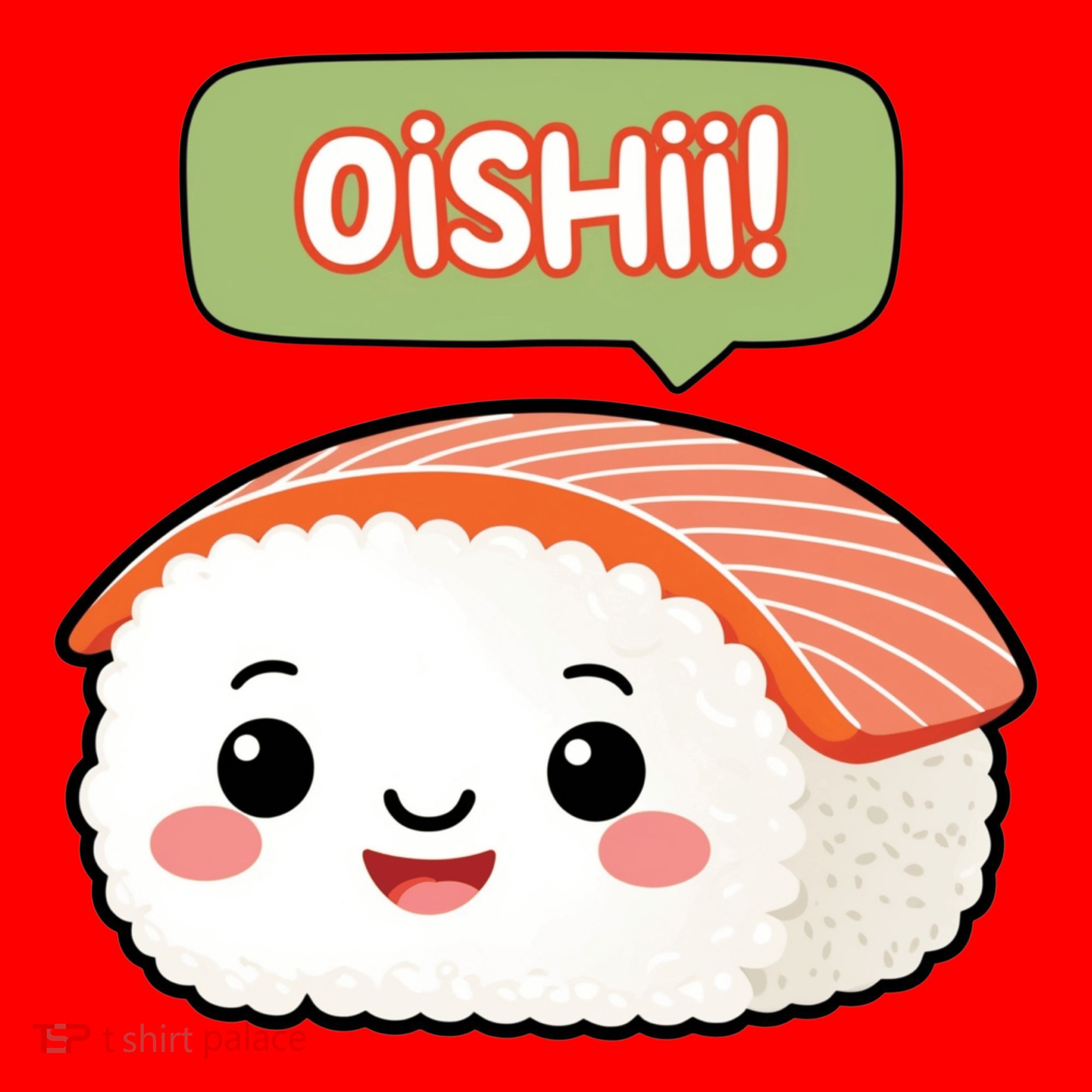 Kawaii Sushi Oishii! Cute Food Illustration Santa Hat