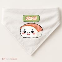 Kawaii Sushi Oishii! Cute Food Illustration USA-Made Doggie Bandana thumb 0