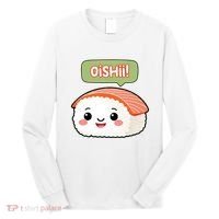 Kawaii Sushi Oishii! Cute Food Illustration Long Sleeve Shirt thumb 0