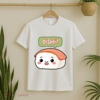 Kawaii Sushi Oishii! Cute Food Illustration T-Shirt thumb 2