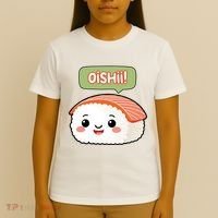 Kawaii Sushi Oishii! Cute Food Illustration T-Shirt thumb 4