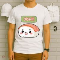 Kawaii Sushi Oishii! Cute Food Illustration T-Shirt thumb 6