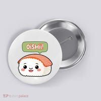 Kawaii Sushi Oishii! Cute Food Illustration Button thumb 0