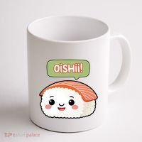Kawaii Sushi Oishii! Cute Food Illustration Coffee Mug thumb 1