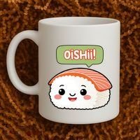 Kawaii Sushi Oishii! Cute Food Illustration Coffee Mug thumb 2