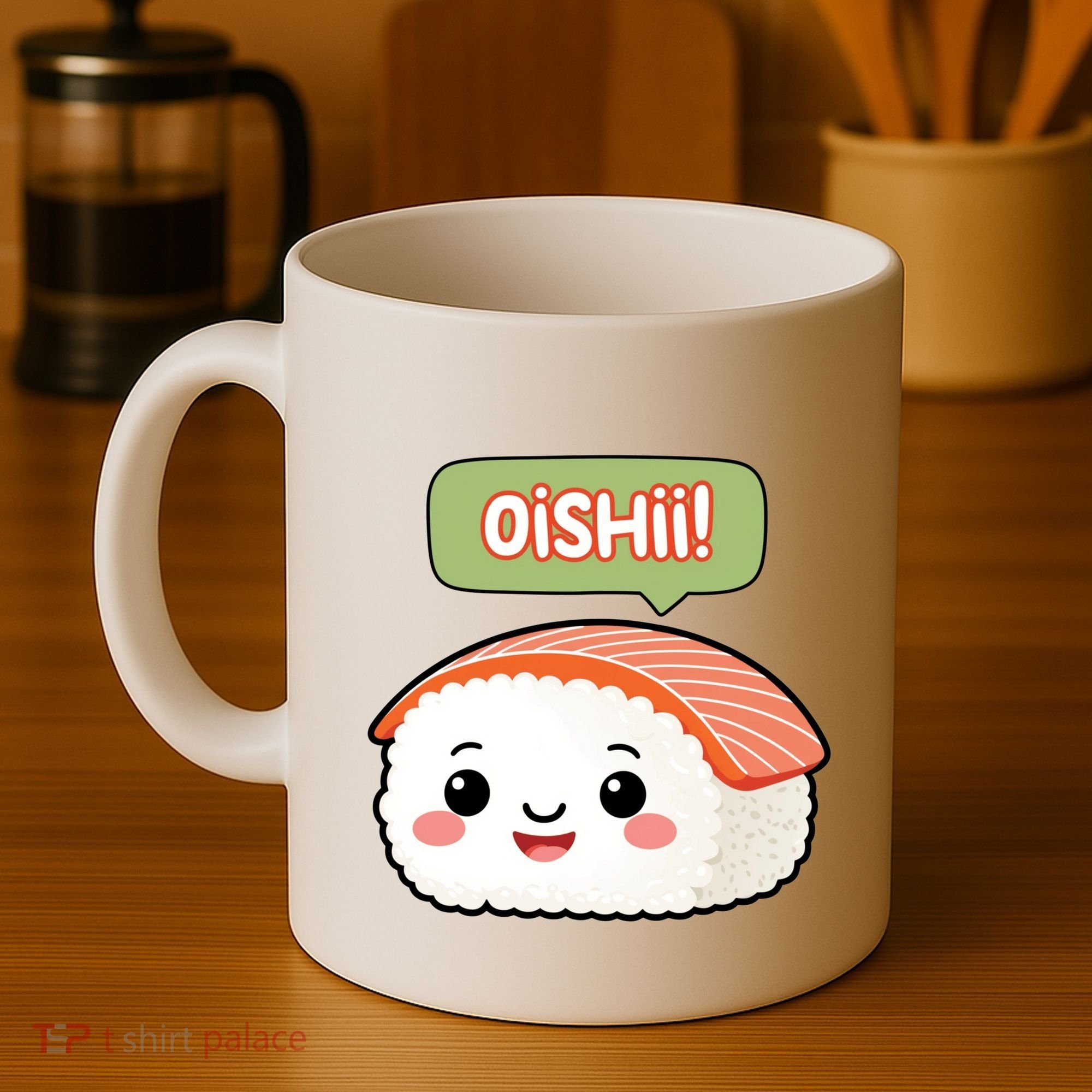 Kawaii Sushi Oishii! Cute Food Illustration Coffee Mug