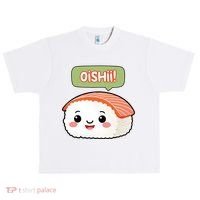 Kawaii Sushi Oishii! Cute Food Illustration Urban Oversized Heavyweight T-Shirt thumb 0