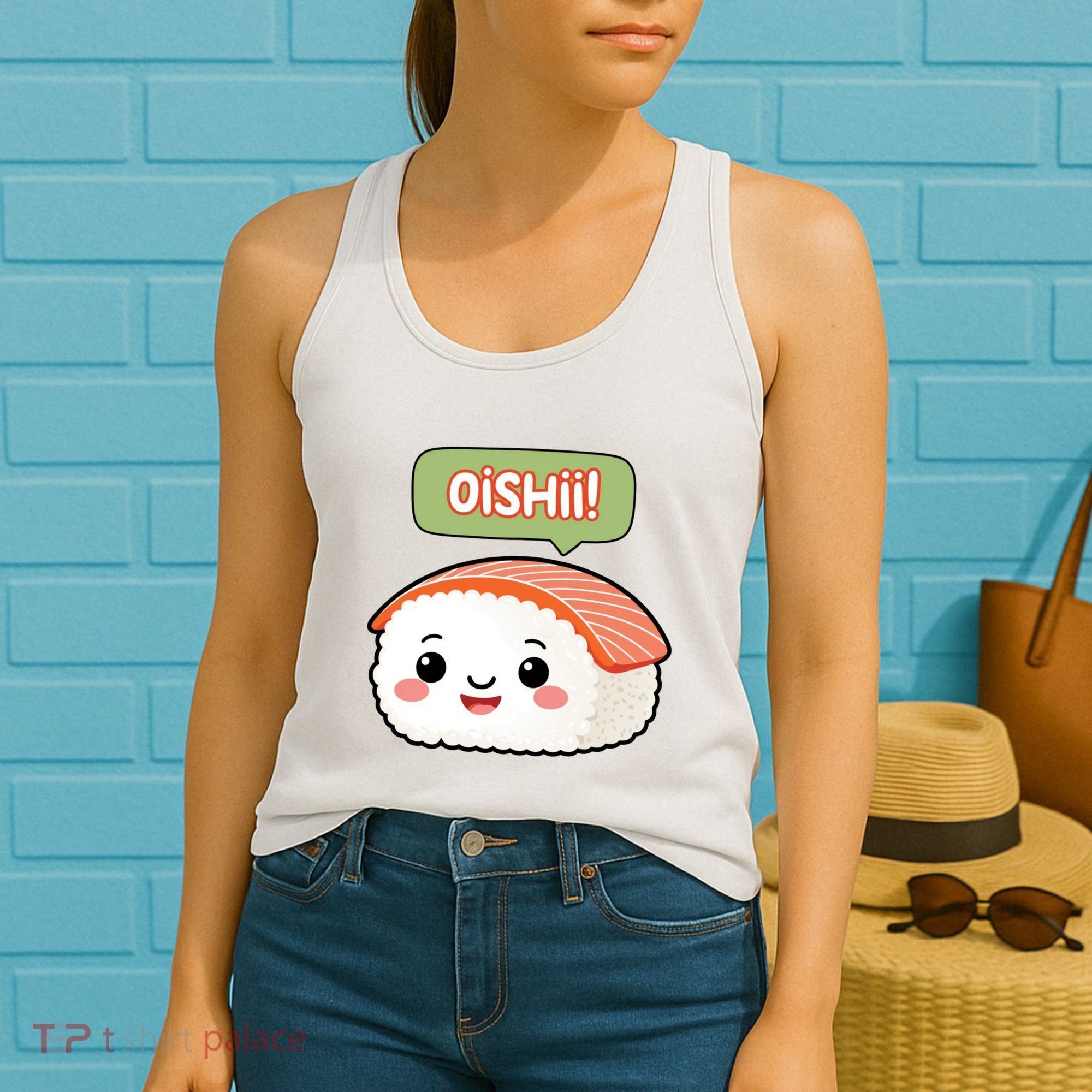 Kawaii Sushi Oishii! Cute Food Illustration Women's Tank Top