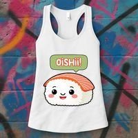 Kawaii Sushi Oishii! Cute Food Illustration Women's Tank Top thumb 3