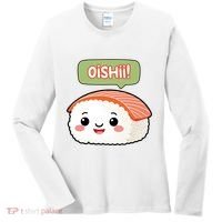 Kawaii Sushi Oishii! Cute Food Illustration Women's Long Sleeve Shirt thumb 0