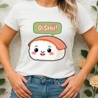 Kawaii Sushi Oishii! Cute Food Illustration Women's T-Shirt thumb 2
