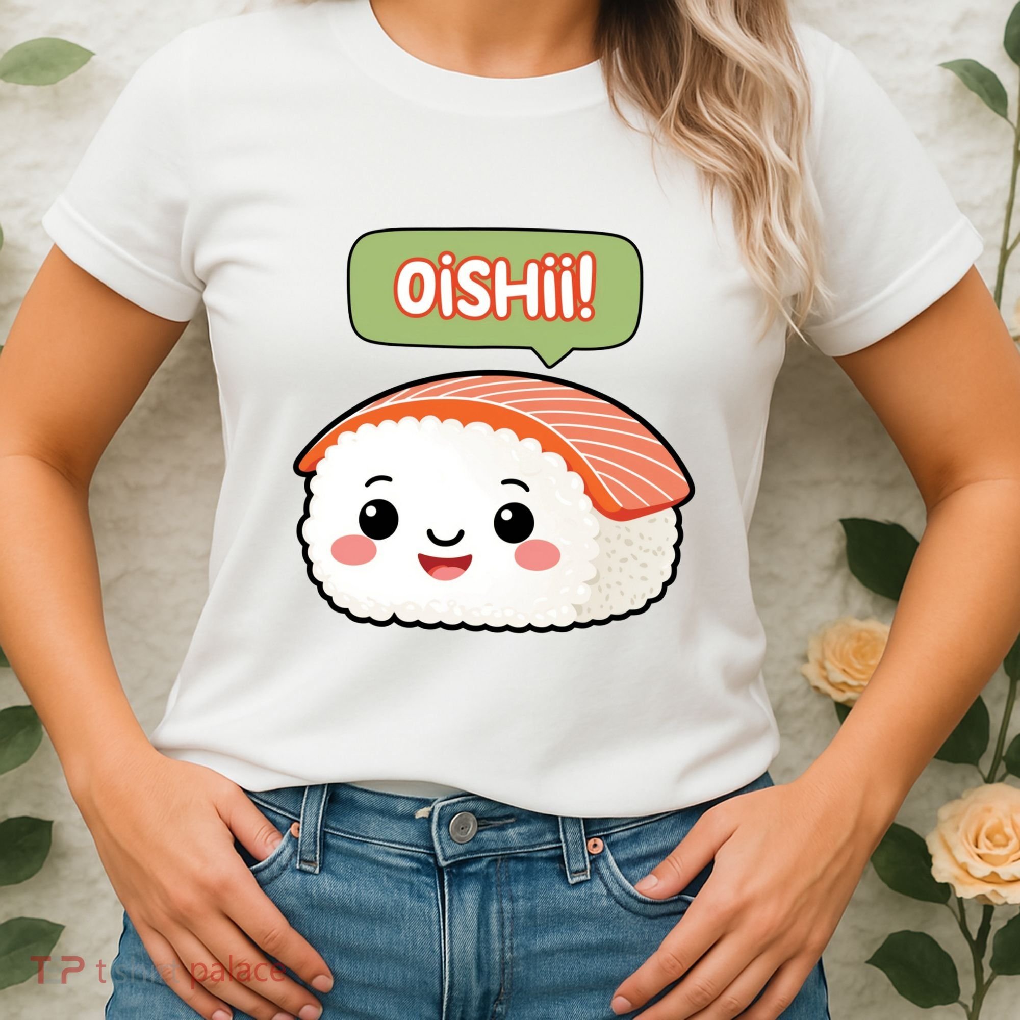 Kawaii Sushi Oishii! Cute Food Illustration Women's T-Shirt