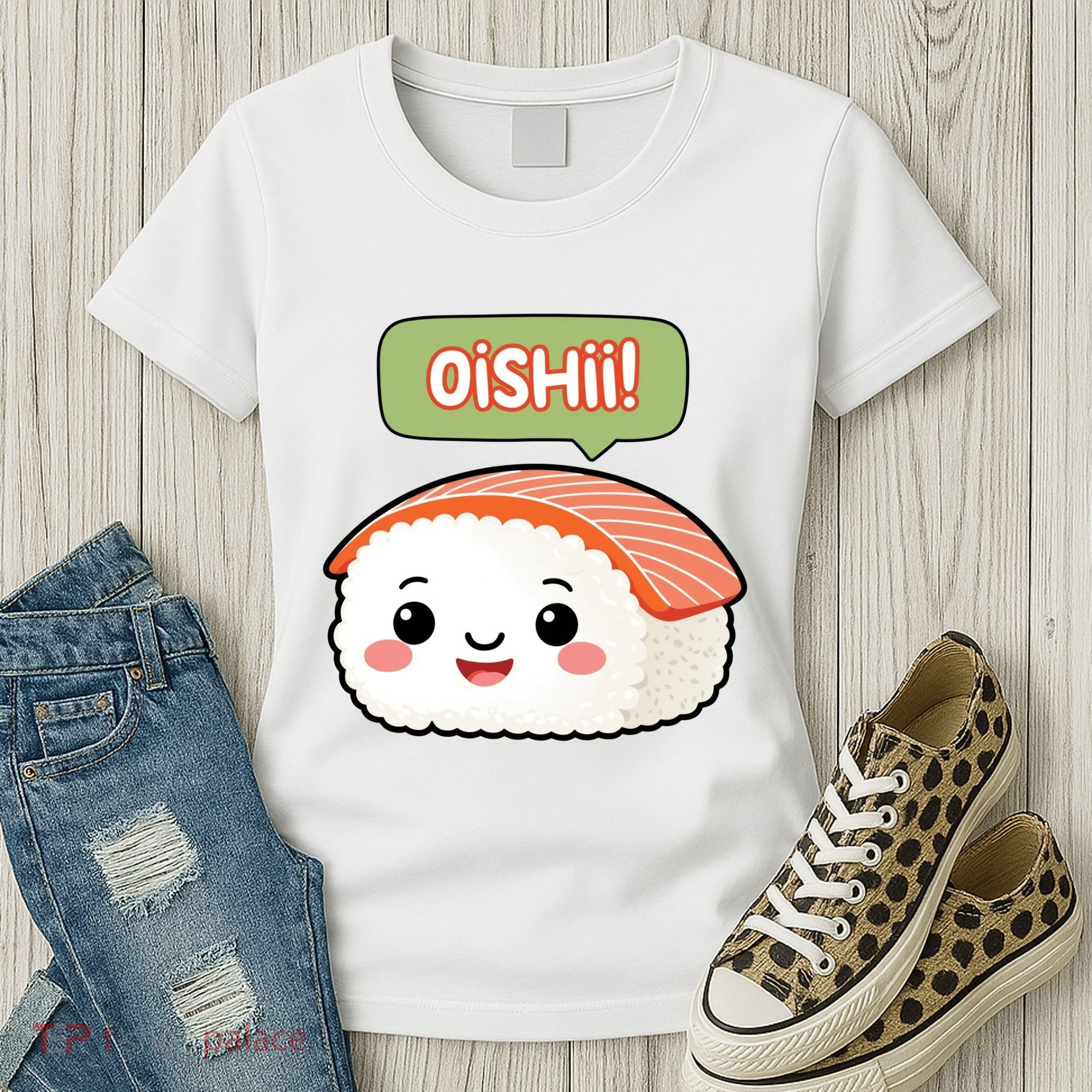 Kawaii Sushi Oishii! Cute Food Illustration Women's T-Shirt