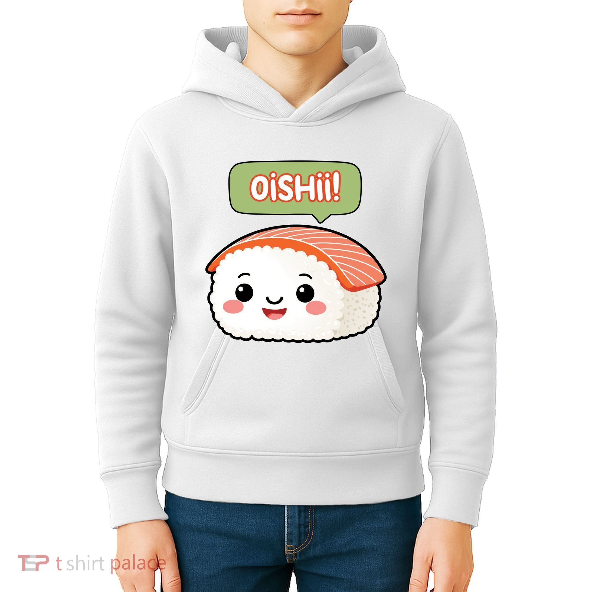 Kawaii Sushi Oishii! Cute Food Illustration Kids Hoodie