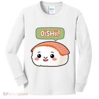 Kawaii Sushi Oishii! Cute Food Illustration Kids Long Sleeve Shirt thumb 0