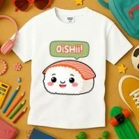 Kawaii Sushi Oishii! Cute Food Illustration Kids T-Shirt thumb 3