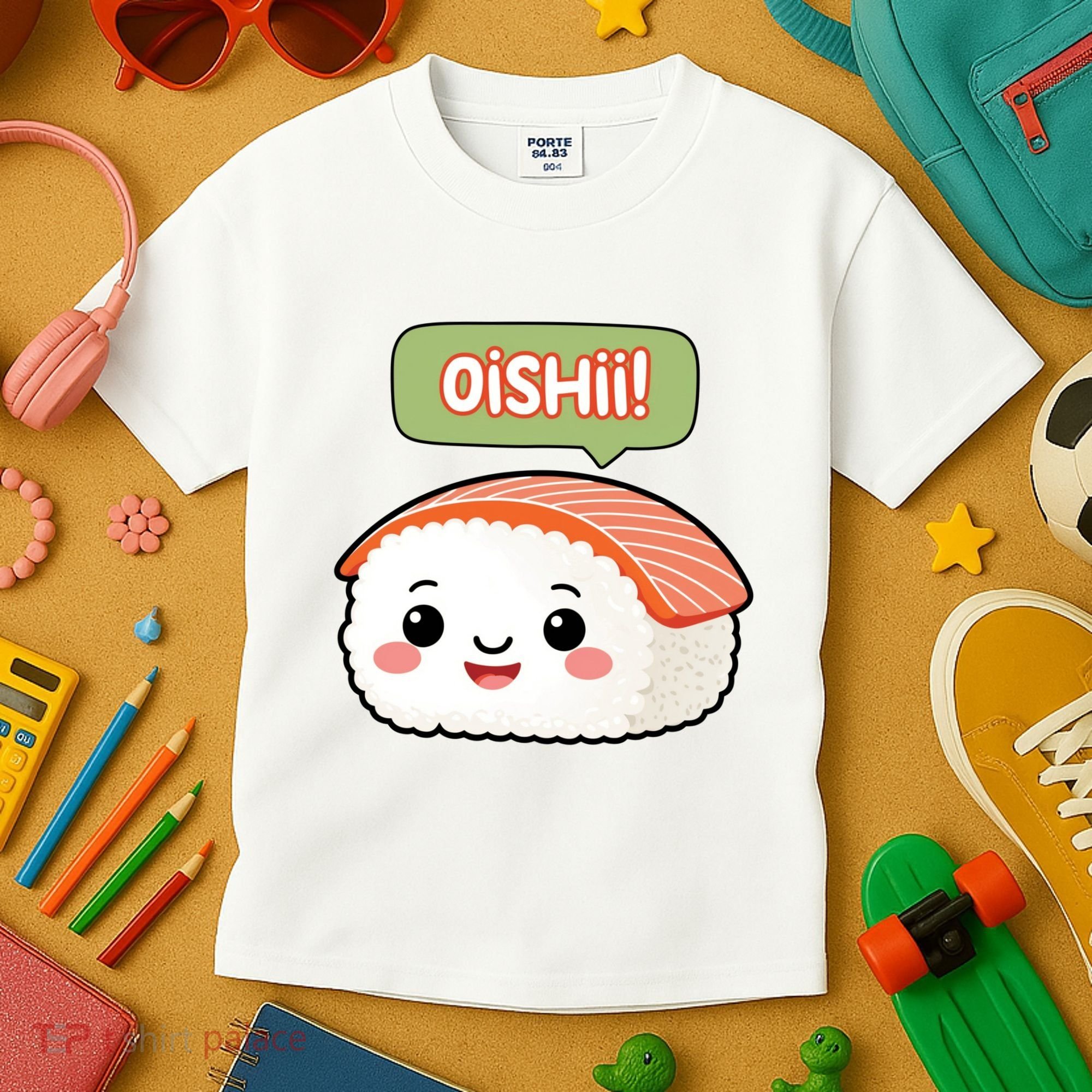 Kawaii Sushi Oishii! Cute Food Illustration Kids T-Shirt