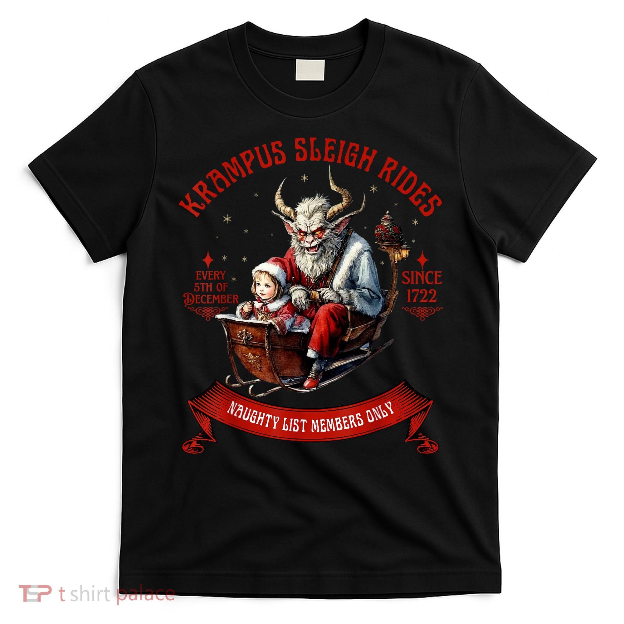 Krampus Sleigh Rides Merry Krampus Christmas Xmas Horror T-Shirt