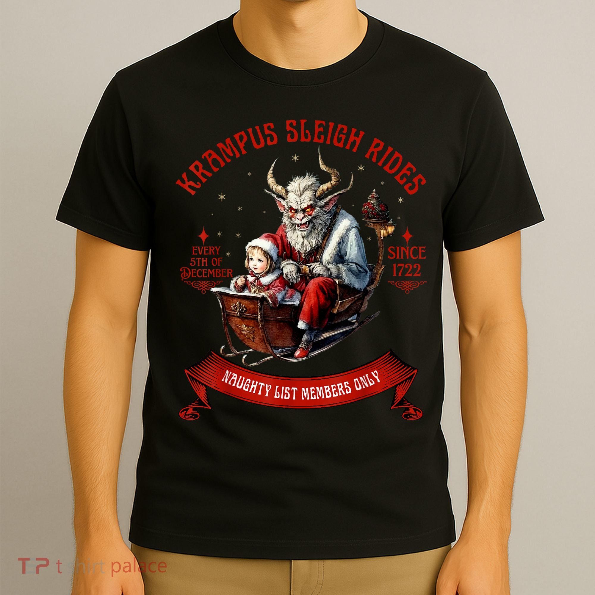 Krampus Sleigh Rides Merry Krampus Christmas Xmas Horror T-Shirt