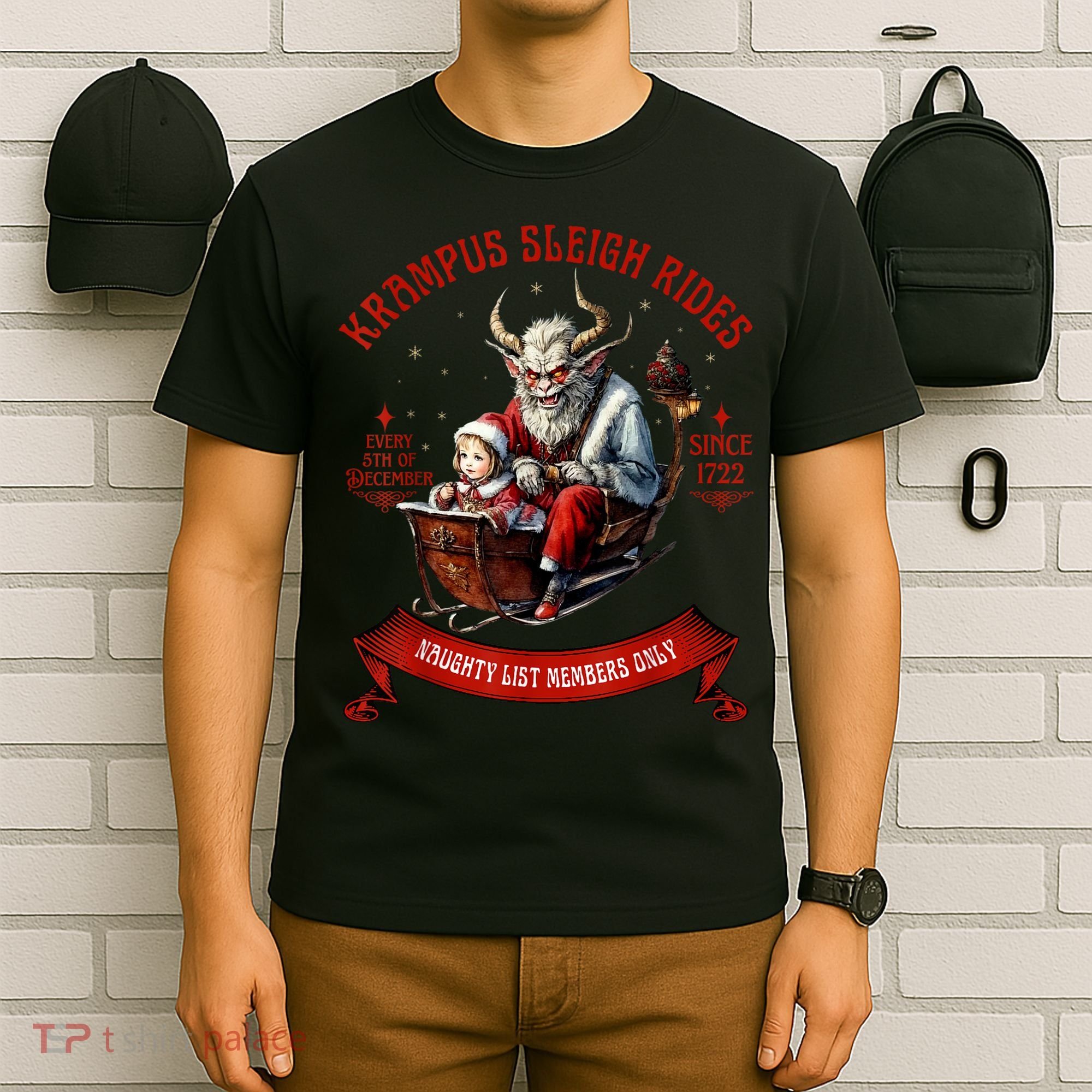 Krampus Sleigh Rides Merry Krampus Christmas Xmas Horror T-Shirt