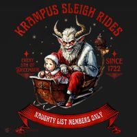 Krampus Sleigh Rides Merry Krampus Christmas Xmas Horror T-Shirt thumb 7